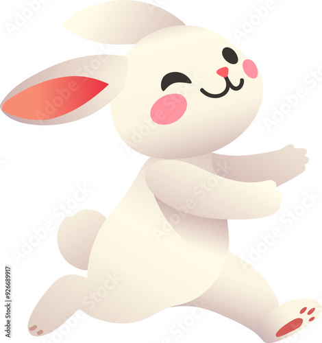 Happy Bunny Running with Joy (Gradient Color Style)