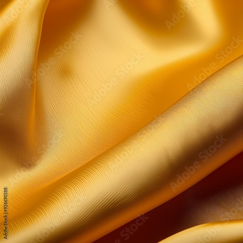 A closeup of the texture and pattern on an ultrafine yellow fabric, showcasing its softness and delicate weave. photo