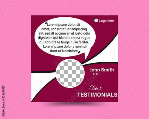 Clients feedback or testimonial web banner for social media post