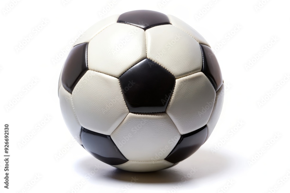 A classic black and white soccer ball is isolated on a white background. The ball is round and full, with a slight shadow beneath it. It represents sports, competition, teamwork, and the joy of play. A classic black and white soccer ball is isolated on a white background. The ball is round and full, with a slight shadow beneath it. It represents sports, competition, teamwork, and the joy of play.