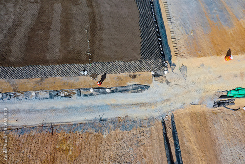 Installation process of geosynthetics in industry and mining photo