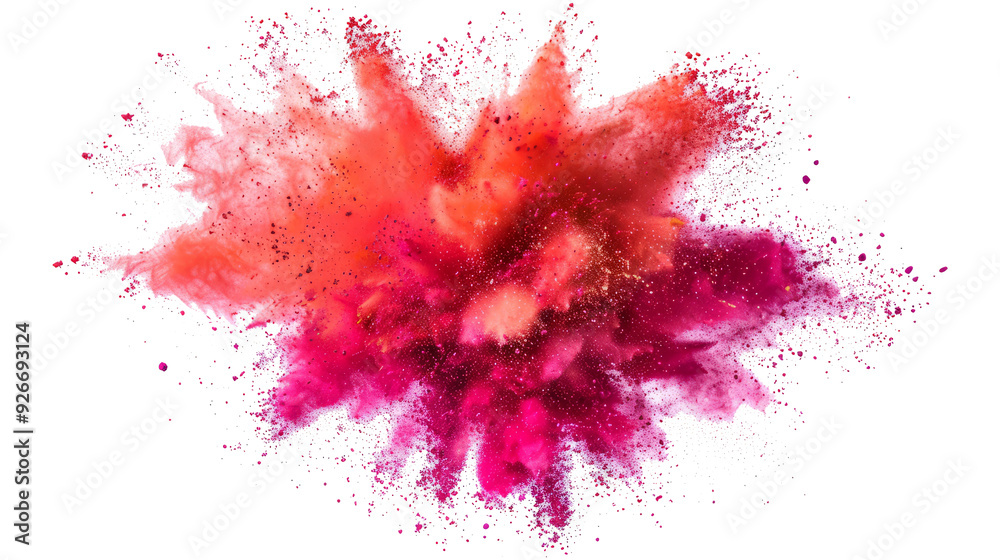 A succinct depiction of a red paint color powder festival explosion, isolated against a transparent background A succinct depiction of a red paint color powder festival explosion, isolated against a transparent background