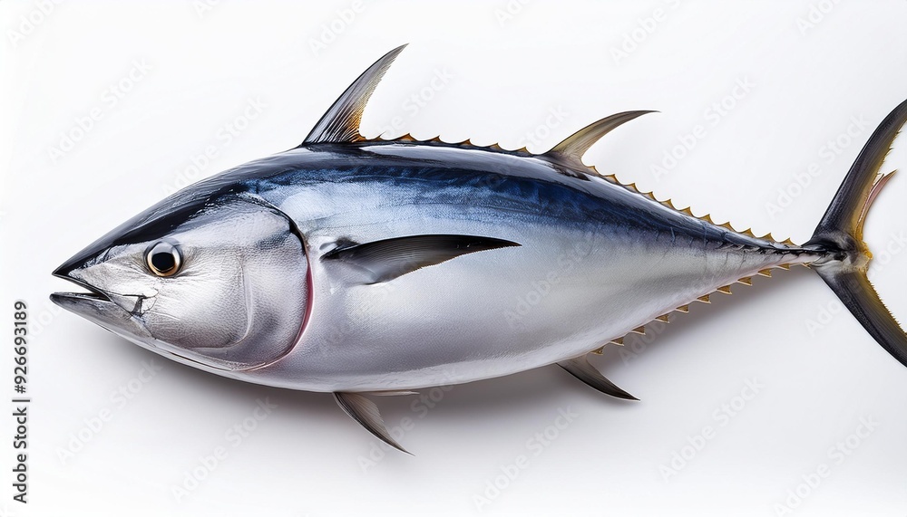 Fototapeta premium A whole raw tuna fish on a white background
