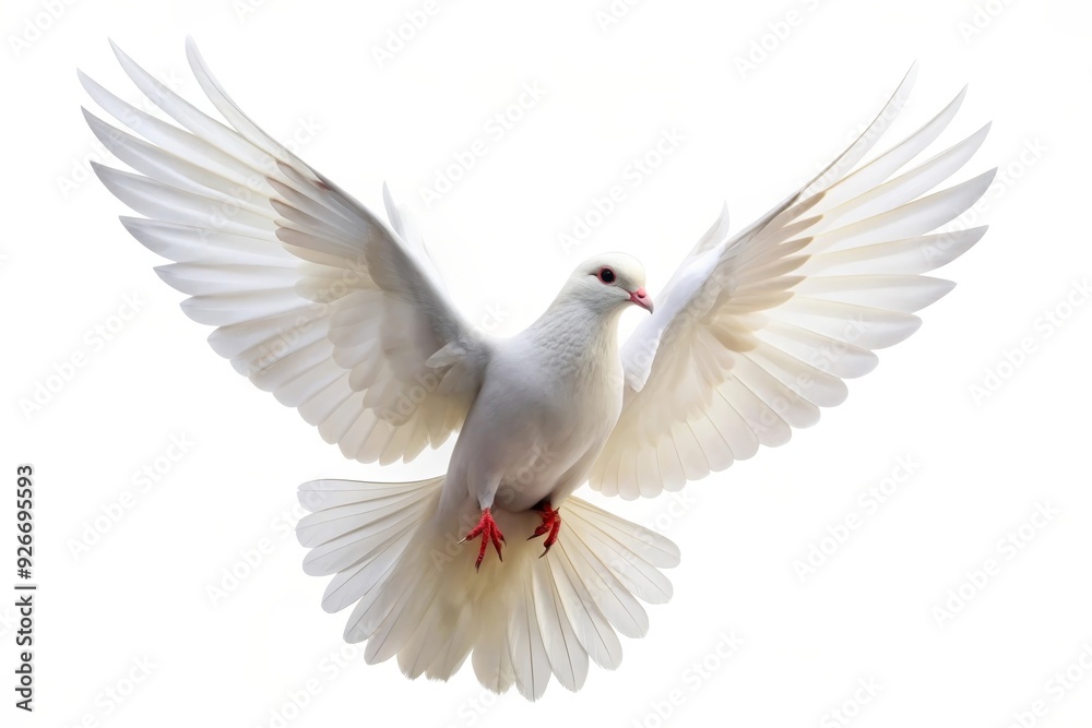 A white dove with outstretched wings, symbolizing peace, hope, purity, freedom, and spirituality. A white dove with outstretched wings, symbolizing peace, hope, purity, freedom, and spirituality.