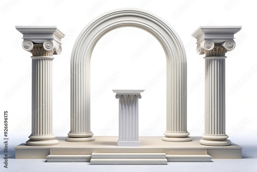 This image features a classic Roman archway, symbolizing grandeur, structure, and a sense of history. The fluted columns and pedestal suggest a platform for ceremonies or important pronouncements. The This image features a classic Roman archway, symbolizing grandeur, structure, and a sense of history. The fluted columns and pedestal suggest a platform for ceremonies or important pronouncements. The