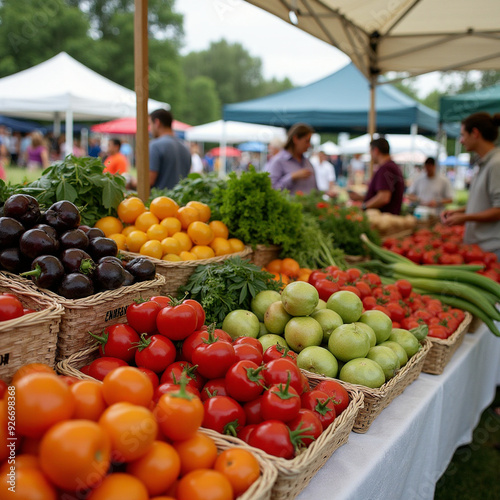 local farmers market with fruits and vegetables