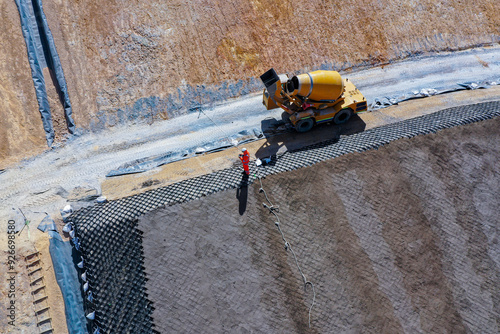 Installation process of geosynthetics in industry and mining photo