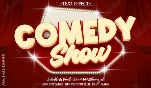 Comedy Show  Vector Text Effect Editable Alphabet Concert Standup Comedian Musical Cartoon Laugh Red