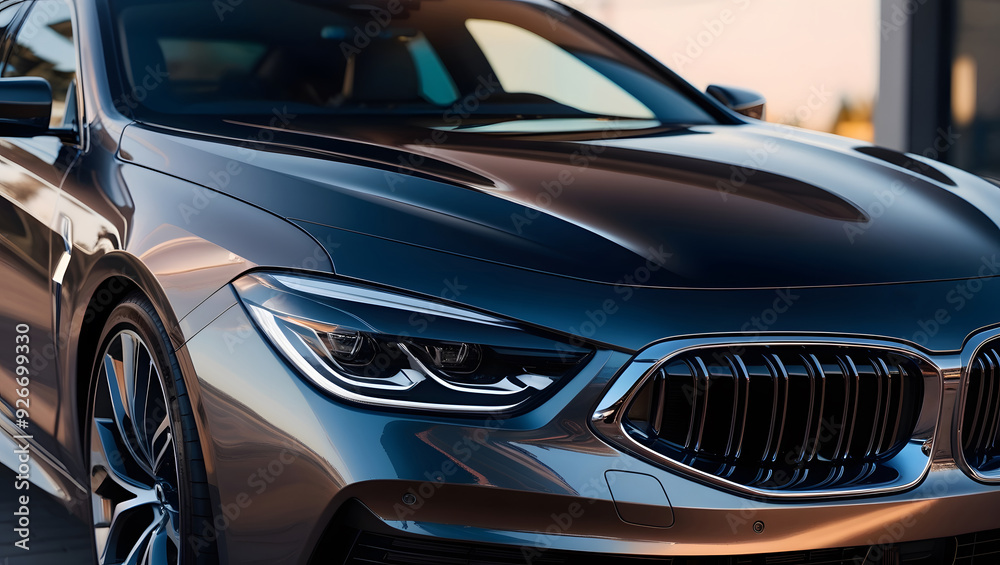 Front view of a sedan. Front view of a sedan.