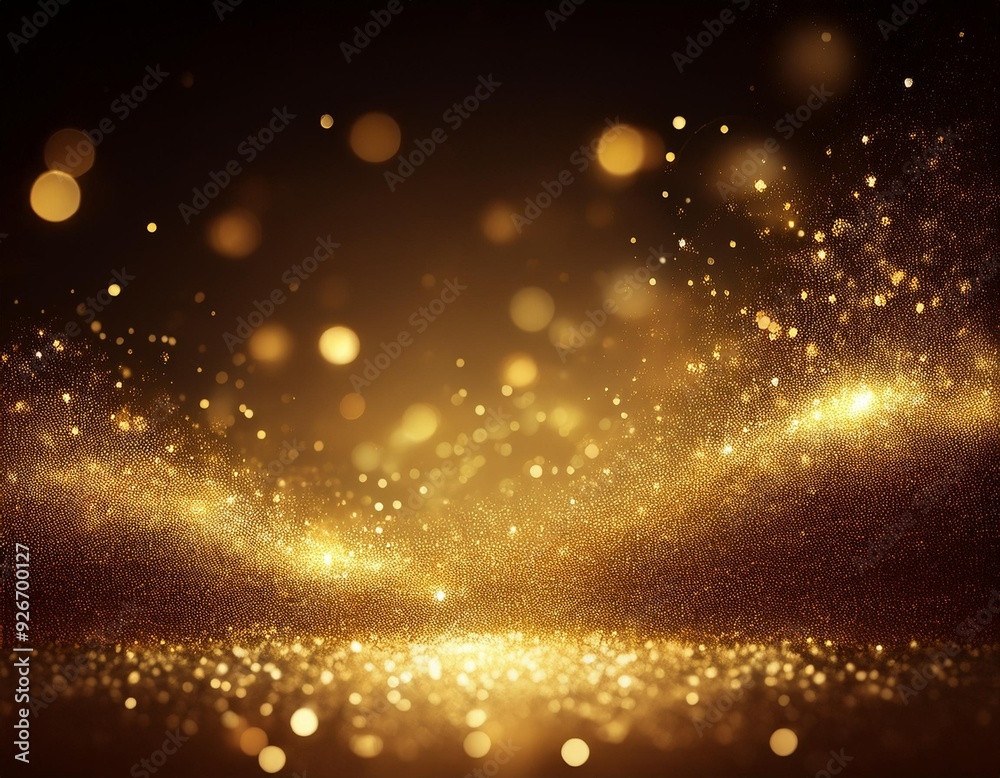Golden glitter background with shiny lights. Golden particles. Magic dust. Festive background Golden glitter background with shiny lights. Golden particles. Magic dust. Festive background