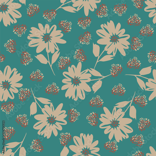 Wallpaper Mural Watercolor seamless pattern with garden flowers. Vintage spring or summer floral pattern. Flower seamless pattern. Botanical art. Wedding floral Torontodigital.ca