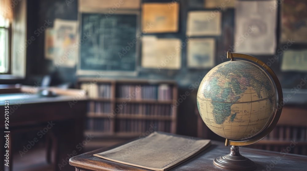 Classroom with Globe, Books, and Educational Posters Classroom with Globe, Books, and Educational Posters