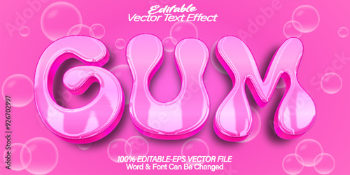 Gum Vector Text Effect Editable Alphabet Pink Candy Sweet Bubblegum Bonbon