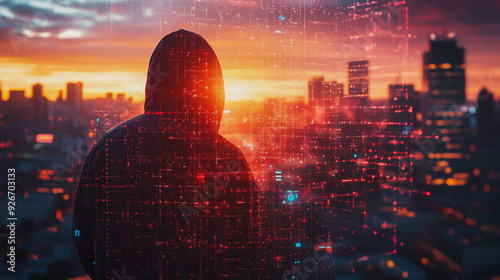 Hackers are planning to hack and attack Zeroday networks and cyber security systems in Smart digital city with connection network reciprocity over the cityscape . Concept of future smart wireless city