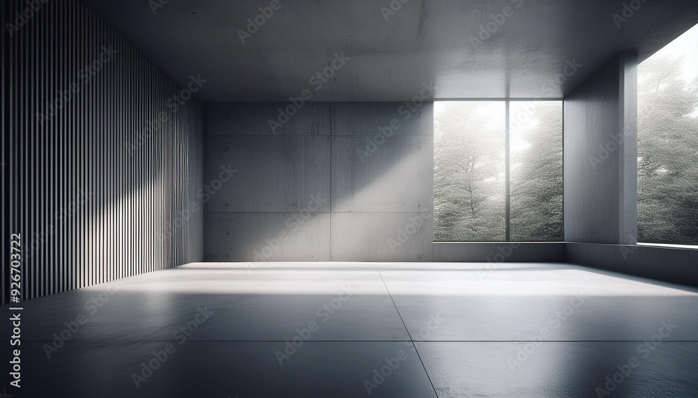 Minimalist Concrete Interior Design with Window and Light Minimalist Concrete Interior Design with Window and Light