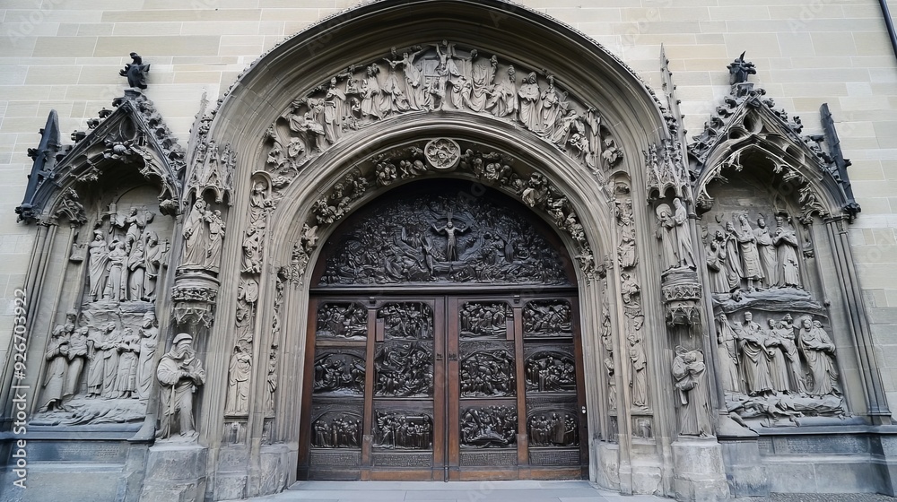 Obraz premium Minster Cathedral Bern, Last Judgement carving.