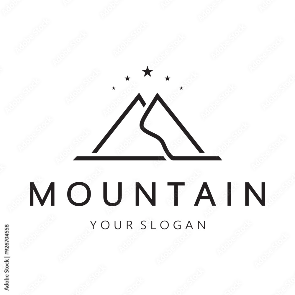 Minimalist mountain and sun logo design in flat colors packed with modern concepts vector illustration Minimalist mountain and sun logo design in flat colors packed with modern concepts vector illustration