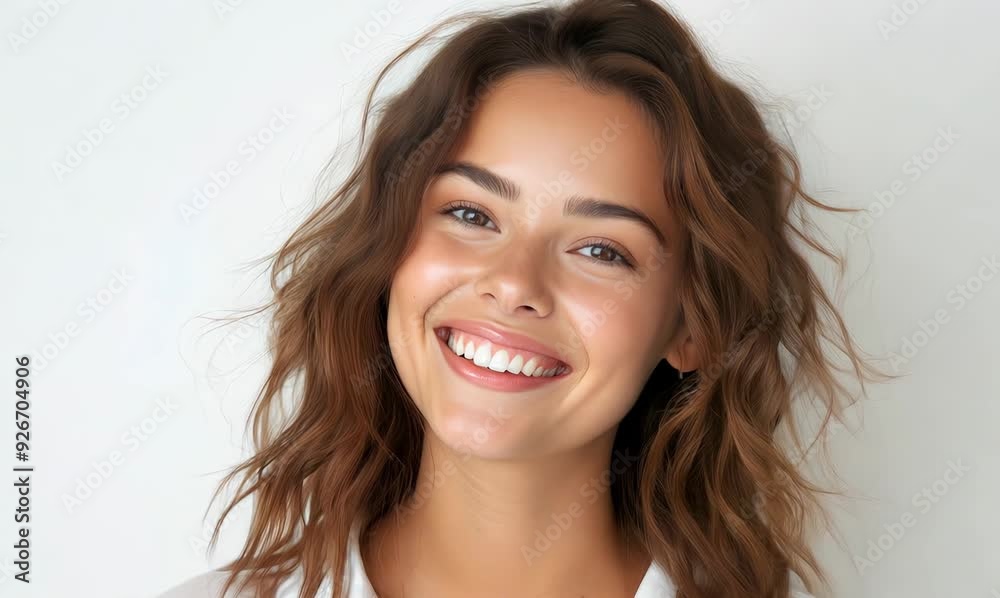 Portrait of a beautiful young woman smiling and looking at camera. Portrait of a beautiful young woman smiling and looking at camera.