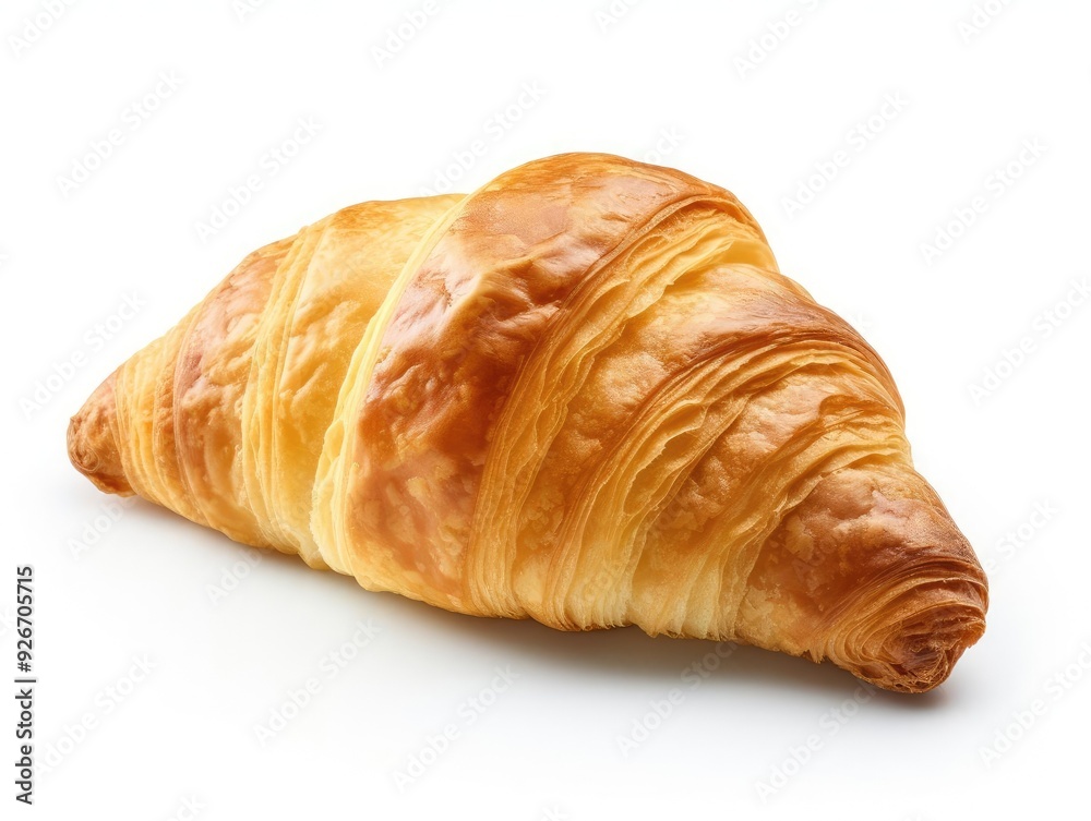 A freshly baked croissant with golden brown flaky layers, perfect for breakfast or a delicious snack. A freshly baked croissant with golden brown flaky layers, perfect for breakfast or a delicious snack.