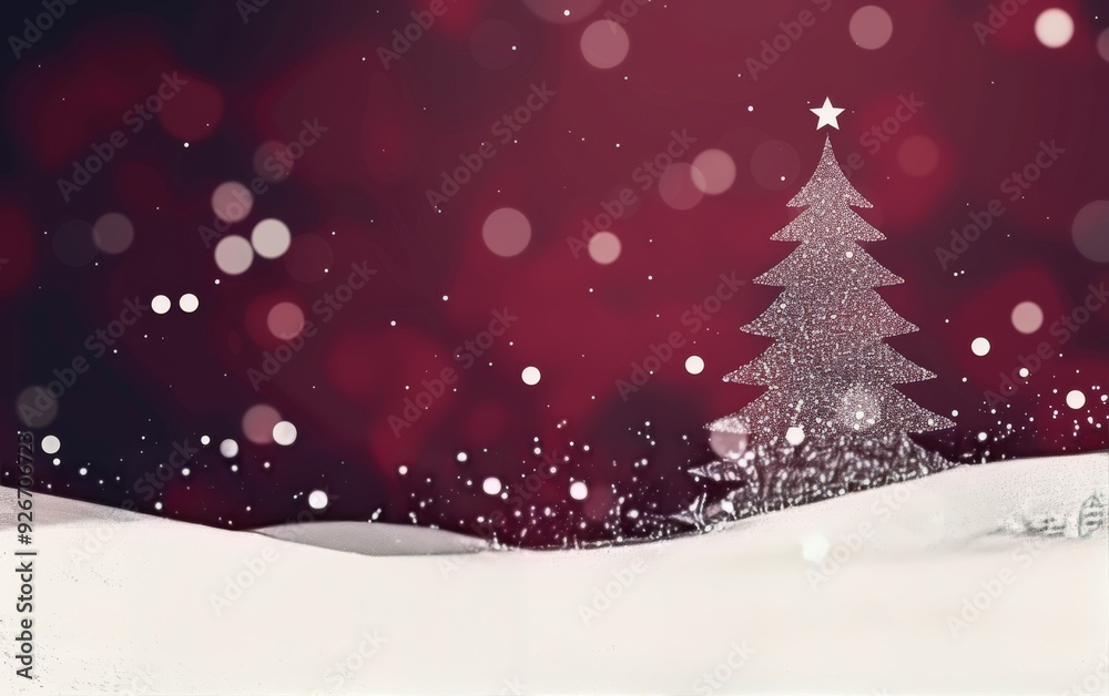 Festive Christmas Tree With Ornaments in a Snowy Atmosphere