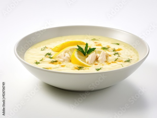 Delicious creamy soup garnished with lemon and parsley, perfect for a comforting meal any time of the year.