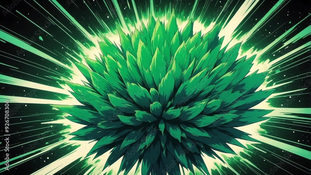 Fototapeta premium retro style anime green explosion only for background