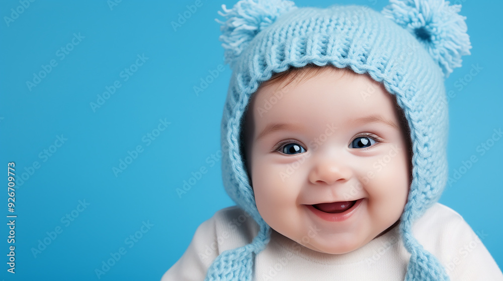 Cute Baby on Solid Background with Ample Copy Space Cute Baby on Solid Background with Ample Copy Space