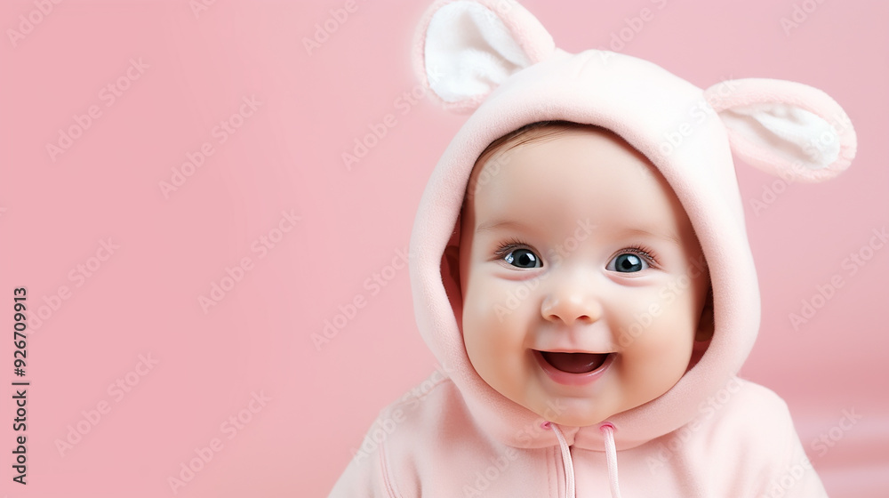 Cute Baby on Solid Background with Ample Copy Space Cute Baby on Solid Background with Ample Copy Space