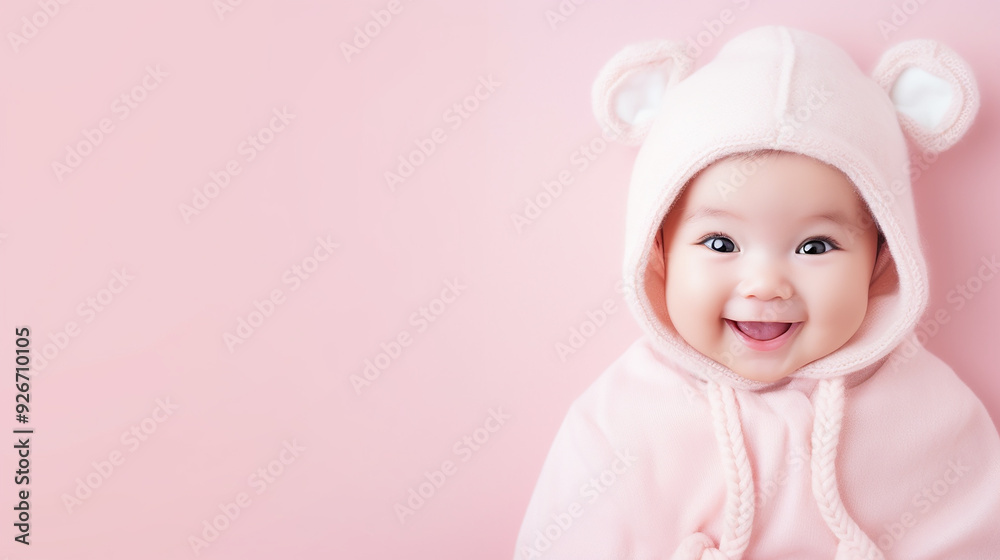 Cute Baby on Solid Background with Ample Copy Space Cute Baby on Solid Background with Ample Copy Space