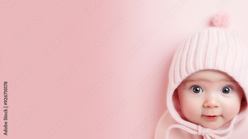 Cute Baby on Solid Background with Ample Copy Space Cute Baby on Solid Background with Ample Copy Space