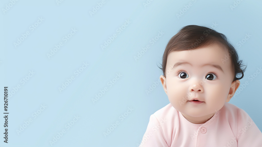 Cute Baby on Solid Background with Ample Copy Space Cute Baby on Solid Background with Ample Copy Space