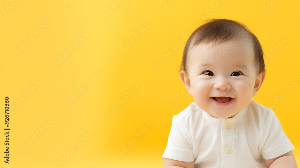 Cute Baby on Solid Background with Ample Copy Space Cute Baby on Solid Background with Ample Copy Space