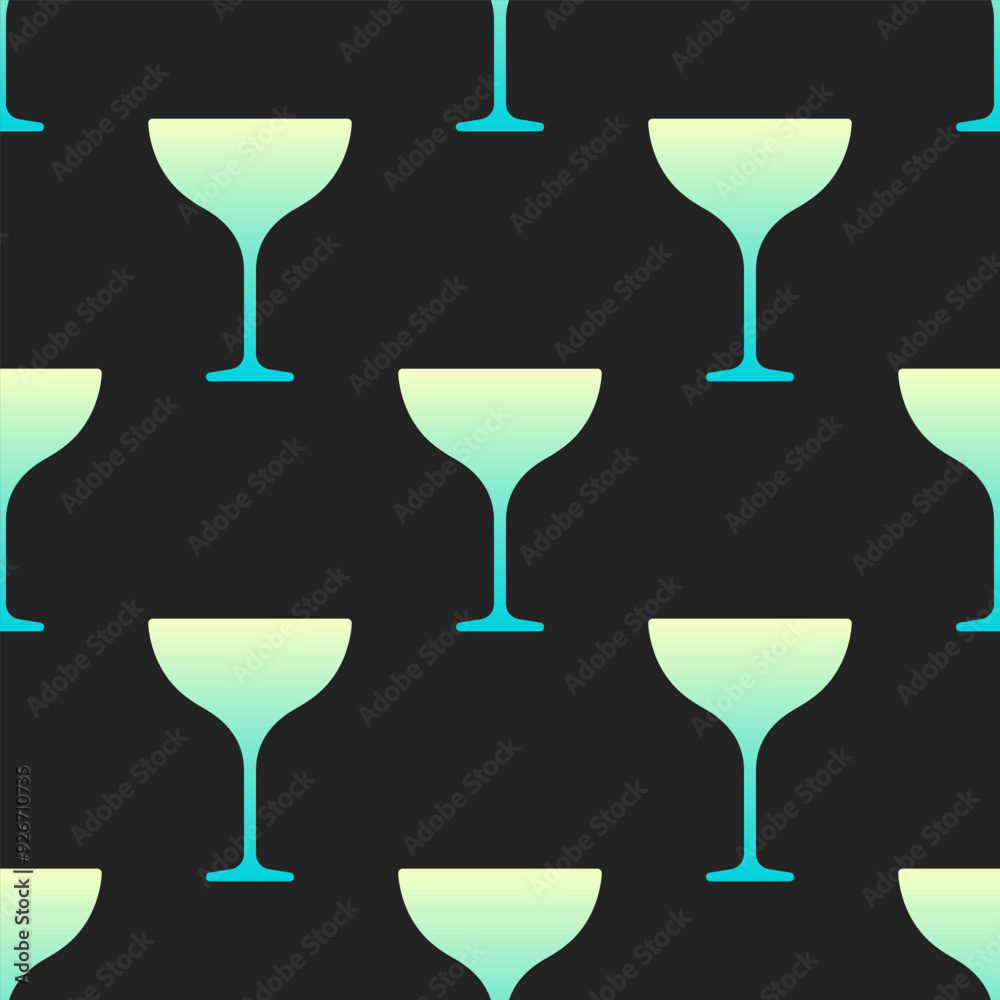 Alcohol margarita cocktails vector seamless pattern. Blue gradient glasses on black background. Alcohol margarita cocktails vector seamless pattern. Blue gradient glasses on black background.