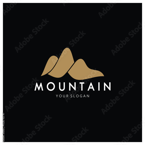 Minimalist mountain and sun logo design in flat colors packed with modern concepts vector illustration