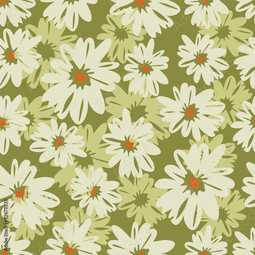 Watercolor seamless pattern with garden flowers. Vintage spring or summer floral pattern. Flower seamless pattern. Botanical art. Wedding floral