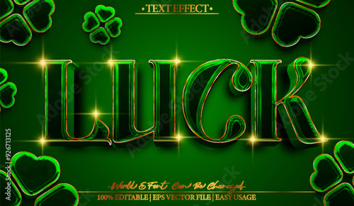Luck Vector Text Effect Editable Alphabet Casino Game Poker Gamble Win Royal  Bonus Slot Green