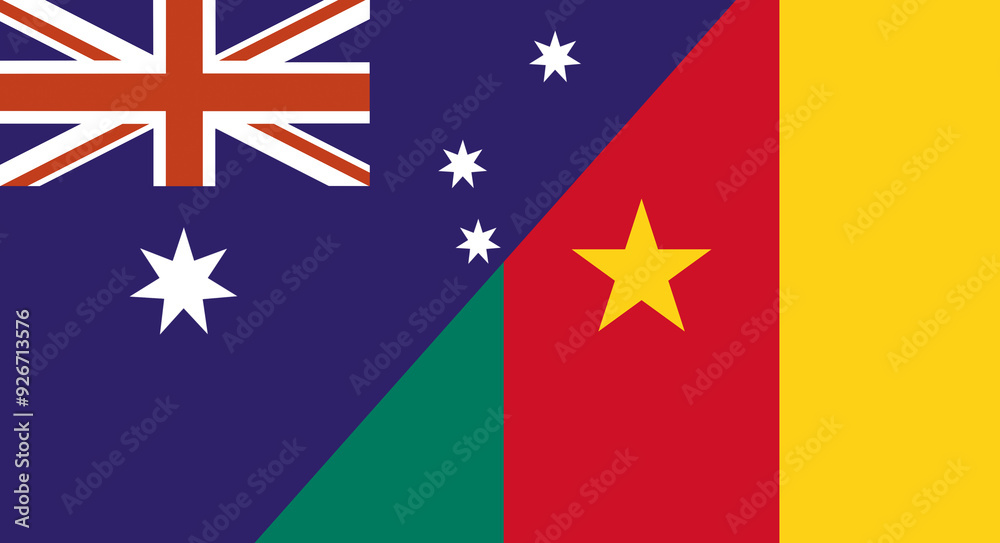 Flag of Australia and Cameroon. Two Flags Together Australian and Zambian flags Flag of Australia and Cameroon. Two Flags Together Australian and Zambian flags