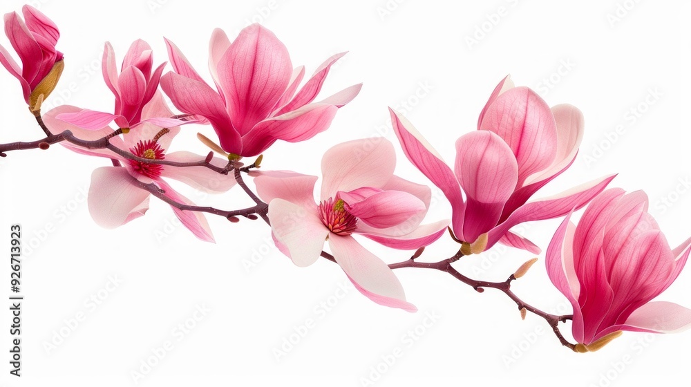 A beautiful branch of magnolia flowers in soft pink hues. This image captures the elegance of floral beauty. Perfect for home decor or nature-themed projects. AI A beautiful branch of magnolia flowers in soft pink hues. This image captures the elegance of floral beauty. Perfect for home decor or nature-themed projects. AI