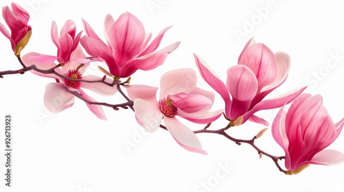 A beautiful branch of magnolia flowers in soft pink hues. This image captures the elegance of floral beauty. Perfect for home decor or nature-themed projects. AI