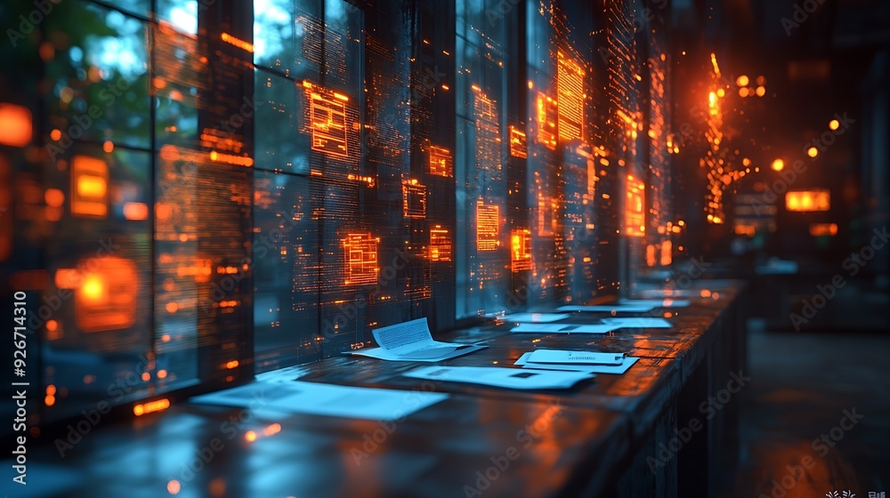  the concept of document management in a modern office setting, showcasing seamless integration of digital technologies for efficient workflow and collaboration design 