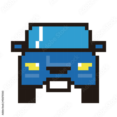 8ビットで描いた自動車のピクセルアート　乗用車、SUVカーのイラスト　アイコン　正面
