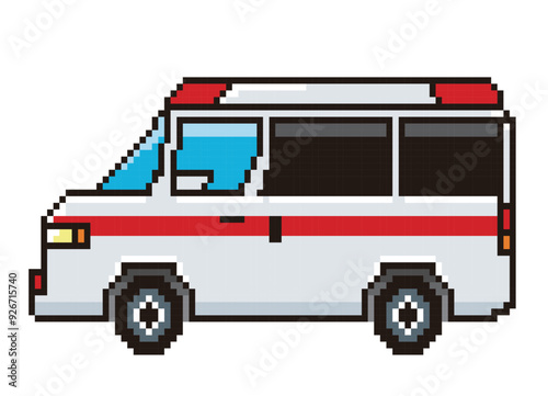 8ビットで描いた自動車のピクセルアート　乗用車、SUVカーのイラスト　アイコン
