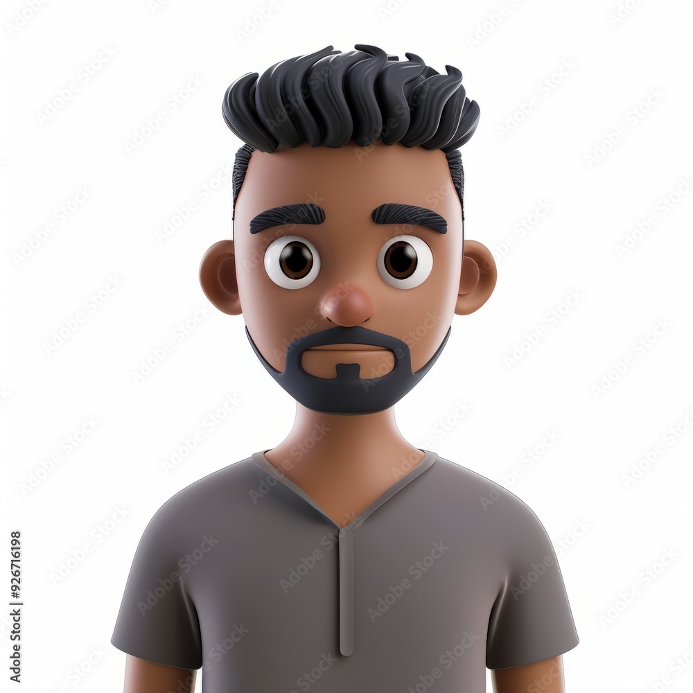 3D Cartoon Illustration Of A Man With A Beard. 3D Cartoon Illustration Of A Man With A Beard.