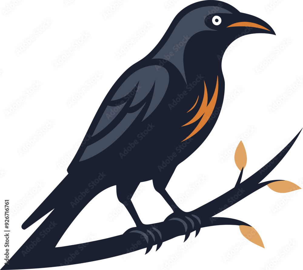 crow on a branch illustration design idea crow on a branch illustration design idea