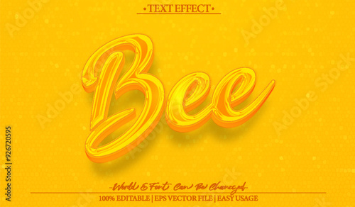 Bee Vector Text Effect Editable Alphabet Honey Yellow Honeybee Buzz Pollen