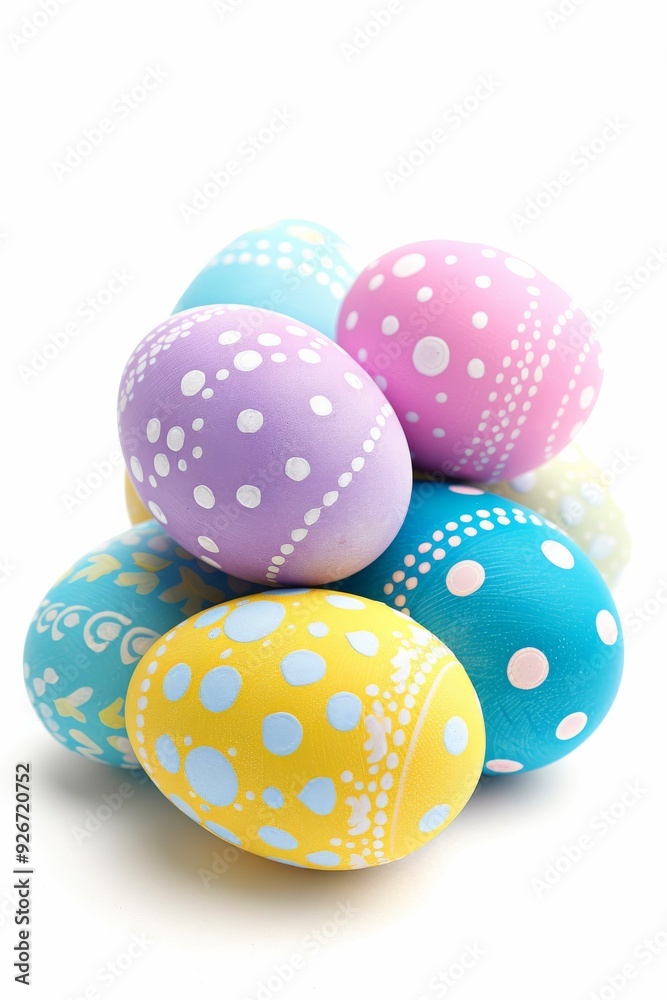 Isolated Easter eggs arranged a white background, showcasing vibrant colors and festive simplicity Isolated Easter eggs arranged a white background, showcasing vibrant colors and festive simplicity