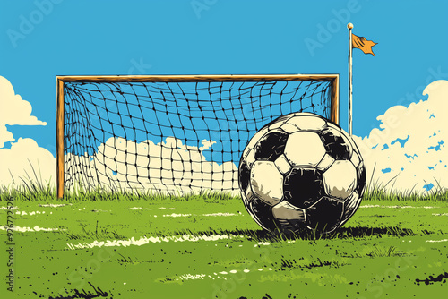 A dramatic corner kick about to unfold on a vibrant soccer field under a clear blue sky