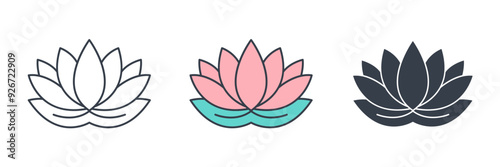 Lotus Flower icon symbol vector illustration isolated on white background