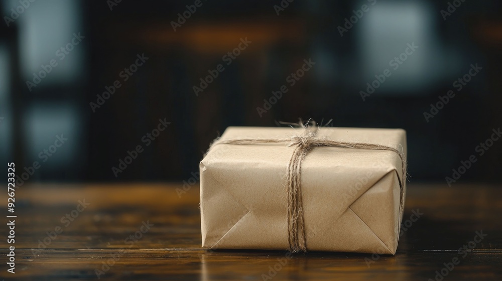 A beautifully wrapped package tied with twine resting on a table, evoking feelings of thoughtful gifting and the joy of sharing. A beautifully wrapped package tied with twine resting on a table, evoking feelings of thoughtful gifting and the joy of sharing.