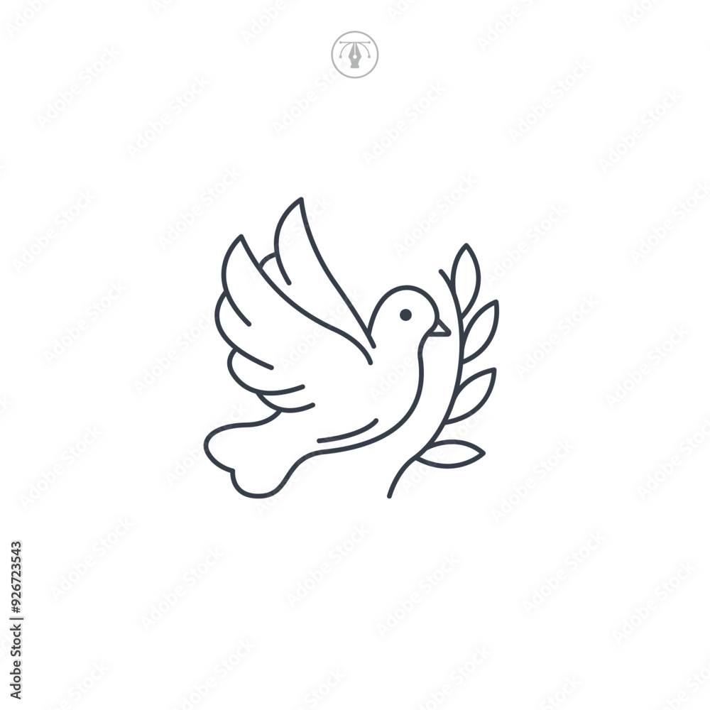 Obraz premium Dove with Olive Branch icon symbol vector illustration isolated on white background